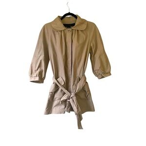 Apostrophe khaki beige belted short trench coat size medium